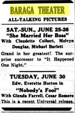 Baraga Theater - Jun 25 1936